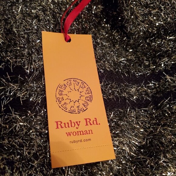 ruby Rd Black Silver Eyelash Long Sleeve Scoop Neck Sweater Plus Size 1X NWT - Picture 9 of 10